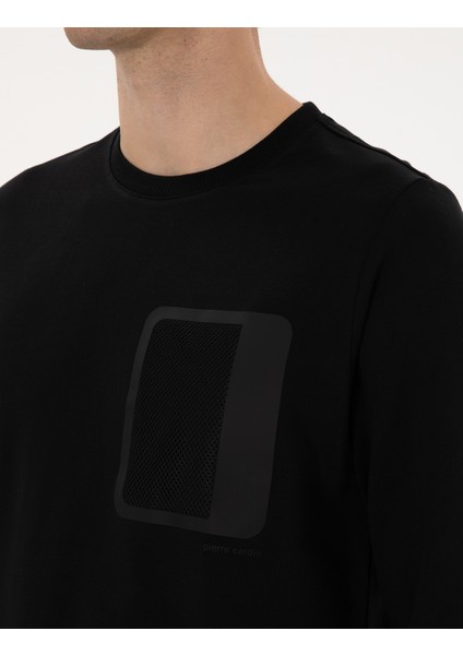 Erkek Siyah Regular Fit Bisiklet Yaka Sweatshirt 50317658-VR046