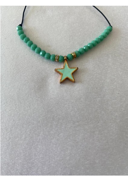 Yıldız Bileklik Su Yeşili Boncuklu Siyah Ipli fiyatları