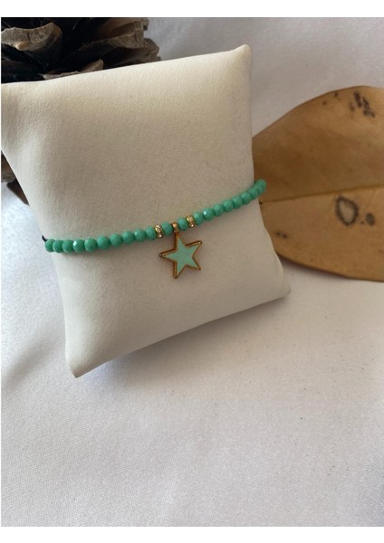 Yıldız Bileklik Su Yeşili Boncuklu Siyah Ipli fırsatları