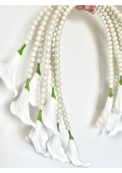 Sarkan Incili Gala Gelin Çiçeği - Özel Tasarım Gelin Buketi - El Buketi - El Çiçeği - 16 Adet Gala modelleri