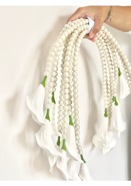 Sarkan Incili Gala Gelin Çiçeği - Özel Tasarım Gelin Buketi - El Buketi - El Çiçeği - 16 Adet Gala fırsatları