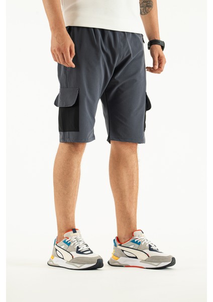 Erkek Gri Nefes Alan Likralı Kumaş 5 Cepli Outdoor Kapri Şort fiyatları