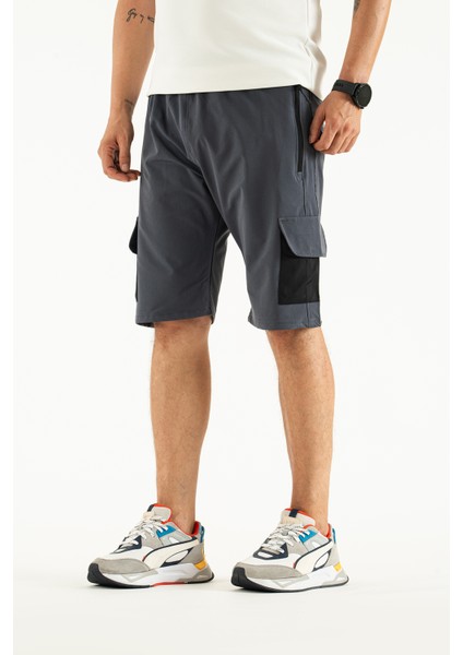 Erkek Gri Nefes Alan Likralı Kumaş 5 Cepli Outdoor Kapri Şort modelleri