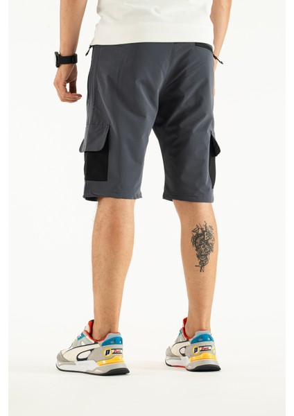 Erkek Gri Nefes Alan Likralı Kumaş 5 Cepli Outdoor Kapri Şort fırsatları