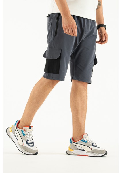 Erkek Gri Nefes Alan Likralı Kumaş 5 Cepli Outdoor Kapri Şort indirimleri