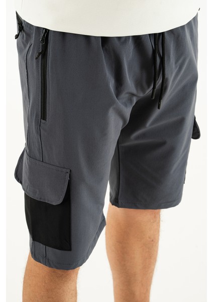 Erkek Gri Nefes Alan Likralı Kumaş 5 Cepli Outdoor Kapri Şort