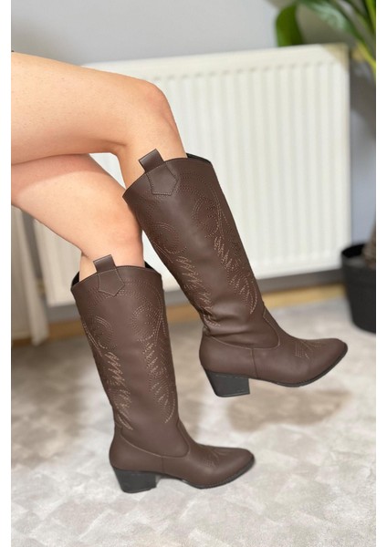 Kadın Jasire Kahverengi Nakışlı Western Kovboy Cowgirl Bot Çizme fırsatları