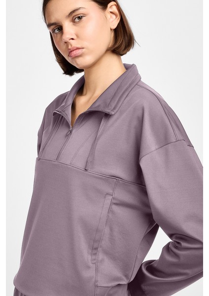 Kadın Antrenman Yarım Fermuarlı Sweatshirt 25B-2052