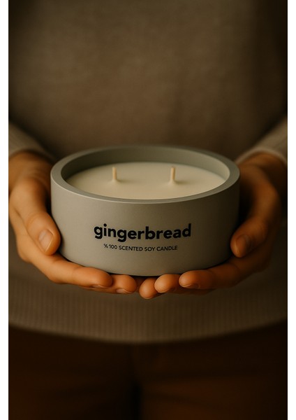 Dekoratif El Yapımı Yatay Mum : Çift Fitilli : Kokulu Soya Mum : Gingerbread fiyatları