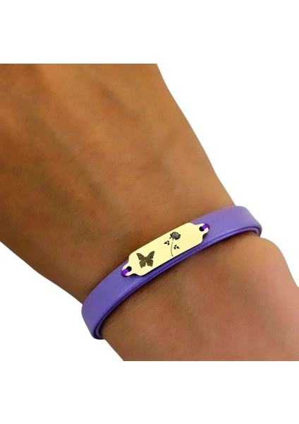 14 Ayar Plakalı Altın Gül Temalı Kelebek Figürlü Doğal Mor Derili Hediye BILEKLIK-653SEMBOL fırsatları