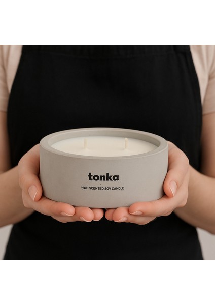 Dekoratif El Yapımı Yatay Mum : Çift Fitilli : Kokulu Soya Mum : Tonka fiyatları