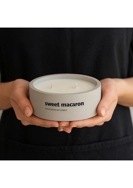Dekoratif El Yapımı Yatay Mum : Çift Fitilli : Kokulu Soya Mum : Sweet Macaron fiyatları