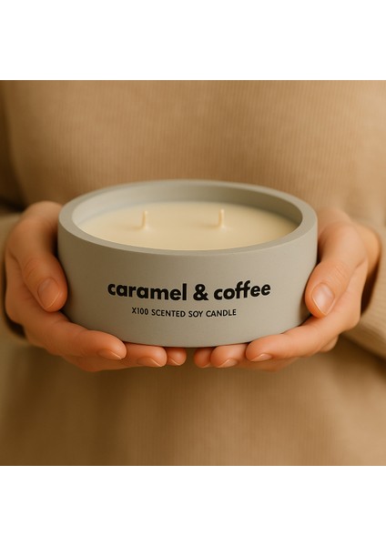Dekoratif El Yapımı Yatay Mum : Çift Fitilli : Kokulu Soya Mum : Caramel & Coffee fiyatları