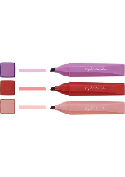 Fosforlu Kalem Kalem Tipi 3'lü Kırmızı, Pembe, Mor Chosch CS-H816-6
