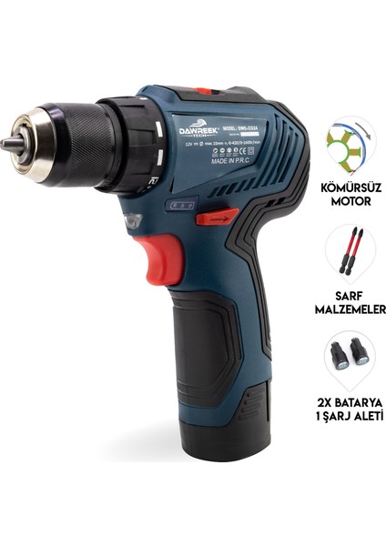Akülü Vidalama BS12 12V Güçlü Performans ve Çift Batarya ile Ergonomik Kullanım