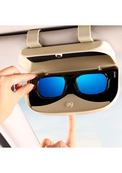 Gözlük Tutucu Manyetik Araba Güneşliği Gözlük Kutusu Düzenleyici Gözlük Saklama Kutusu-Bej (Yurt Dışından) fiyatları