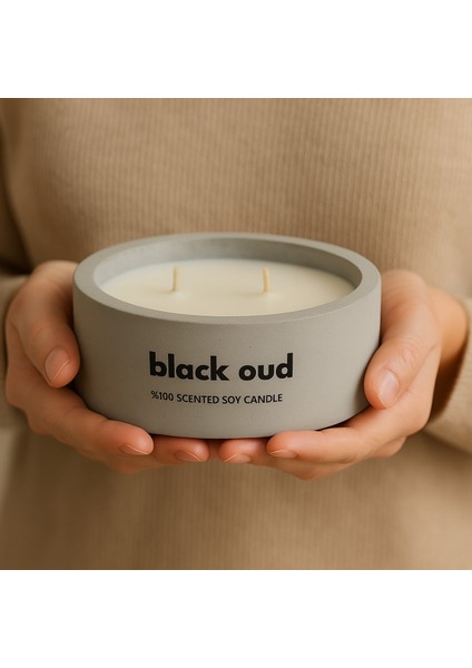 Dekoratif El Yapımı Yatay Mum : Çift Fitilli : Kokulu Soya Mum : Black Oud fiyatları