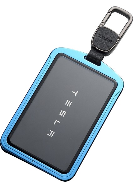 Tesla Için Alüminyum Alaşımlı Temperli Cam Anahtar Kart Tutucu Anahtarlık-Sapphire (Yurt Dışından)