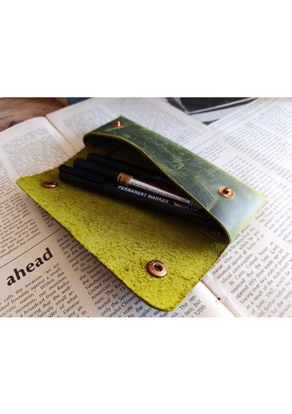 Crazy Gerçek Deri Tamamen El Emeği Özel Kalemleriniz Için Kalemlik Kalemkutu (15.5x6.5 ) 7m4 fırsatları