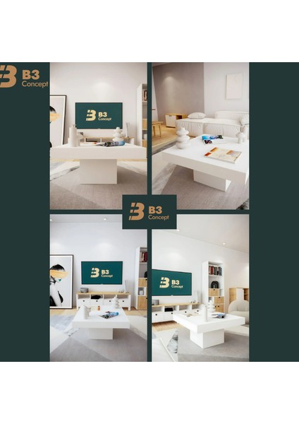 Nort Iı Serisi Modern Dekoratif Kare Salon Orta Sehpa Beyaz fiyatları