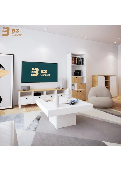 Nort Iı Serisi Modern Dekoratif Kare Salon Orta Sehpa Beyaz fırsatları
