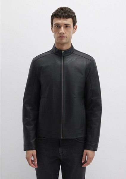 0110548-71379 Siyah Suni Deri Ceket modelleri