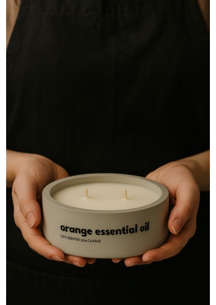 Dekoratif El Yapımı Yatay Mum : Çift Fitilli : Kokulu Soya Mum : Orange Essential Oil fırsatları