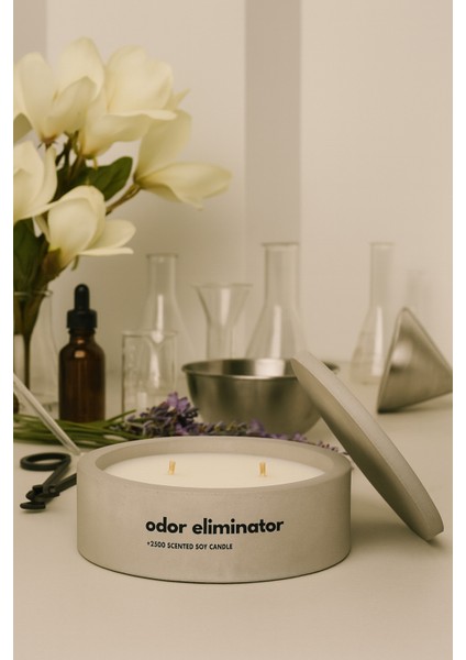 Dekoratif El Yapımı Yatay Mum : Çift Fitilli : Kokulu Soya Mum : Odor Eliminator