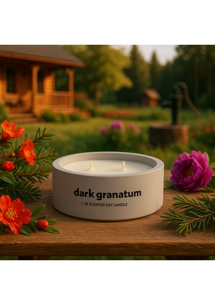 Dekoratif El Yapımı Yatay Mum : Çift Fitilli : Kokulu Soya Mum : Dark Granatum