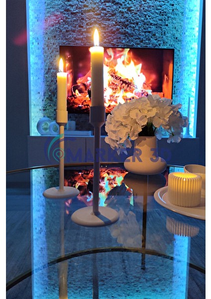 Tarz Mumluk 2'li Set 3D Baskı Modern Tasarım Plastik Malzeme ile Şık Beyaz Renkli modelleri