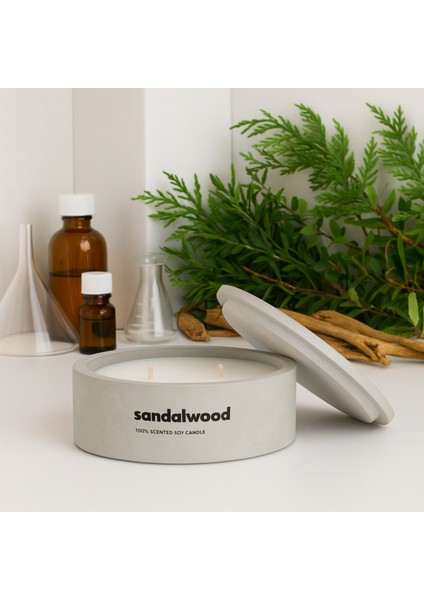 Dekoratif El Yapımı Yatay Mum : Çift Fitilli : Kokulu Soya Mum : Sandalwood