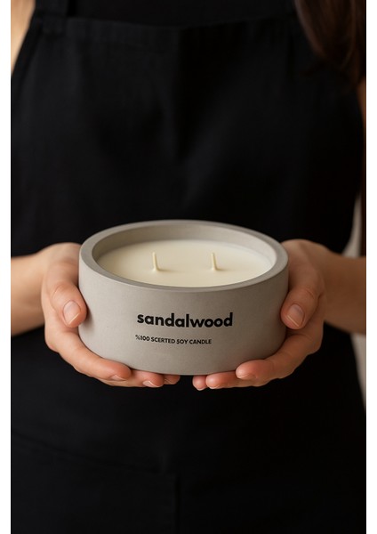 Dekoratif El Yapımı Yatay Mum : Çift Fitilli : Kokulu Soya Mum : Sandalwood fiyatları