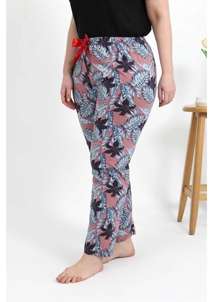 Kadın Pamuklu Büyük Beden Alt Pijama Somon modelleri