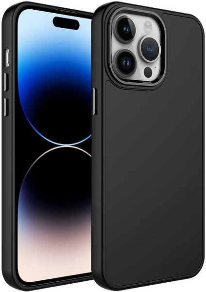 Apple iPhone 14 Pro Uyumlu Metal Butonlu Luna Kapak Siyah