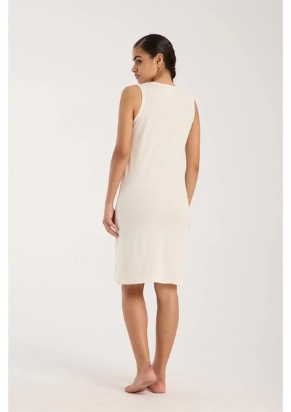 Kadın Kalın Askılı Penye Gecelik Ekru indirimleri