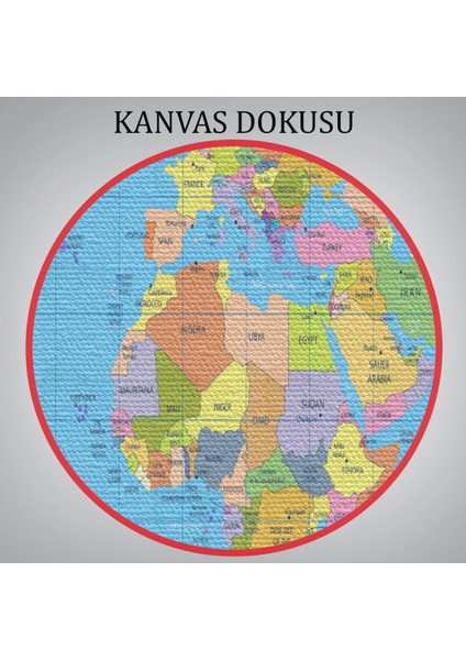 Dünya Haritası Meridyenli Dekoratif Kanvas Tablo 1068