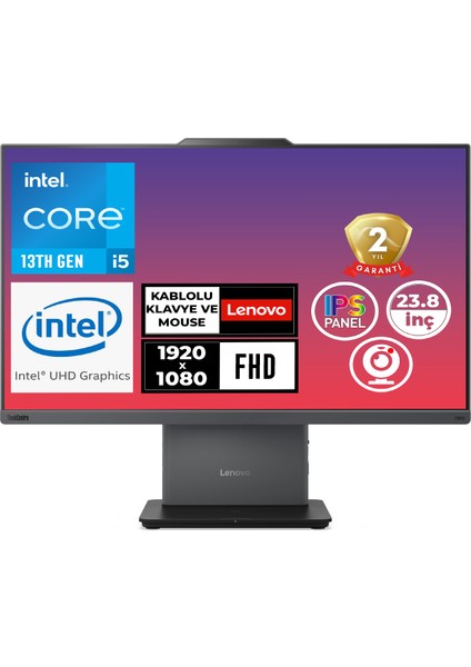 Thinkcentre Neo 50A G5 I5-13420H 16GB 1tb SSD 23.8" Fhd Freedos All In One Pc 12SC002WTR 003