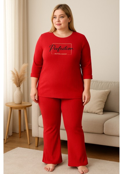 Kırmızı Kadın Büyük Beden Pijama Takımı fiyatları