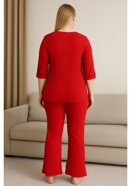 Kırmızı Kadın Büyük Beden Pijama Takımı fırsatları