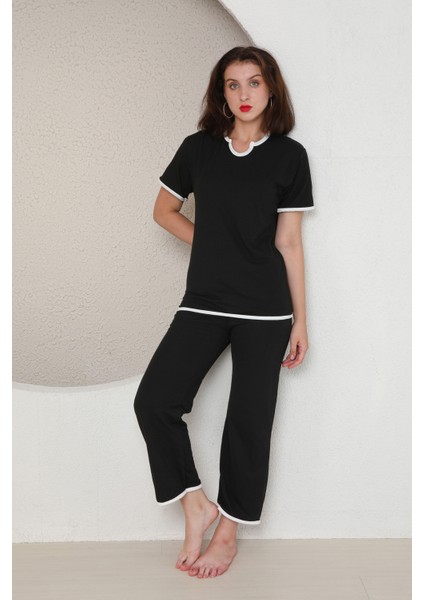Kadın Pijama Takımı Kısa Kollu Siyah modelleri
