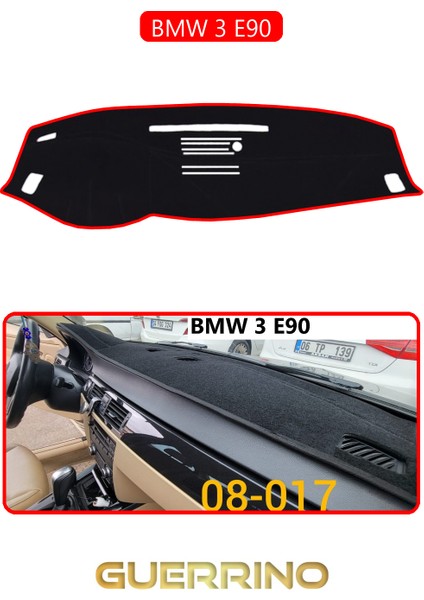 Bmw 3 E90TORPİDO Koruma Halısı Kırmızı Kenar