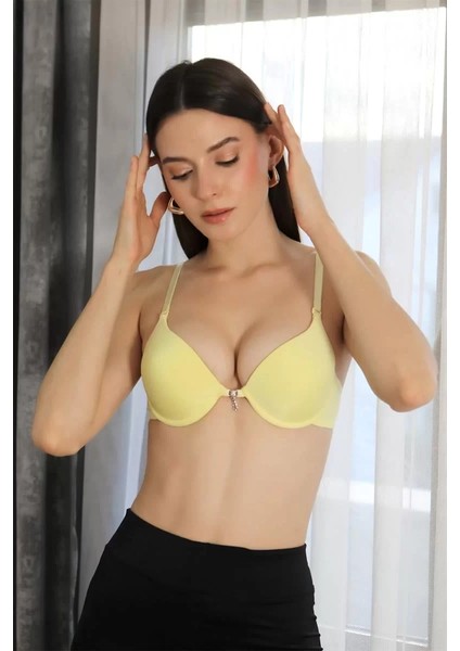 Kadın Destekli Balenli Taş Detaylı Sütyen Sarı fiyatları