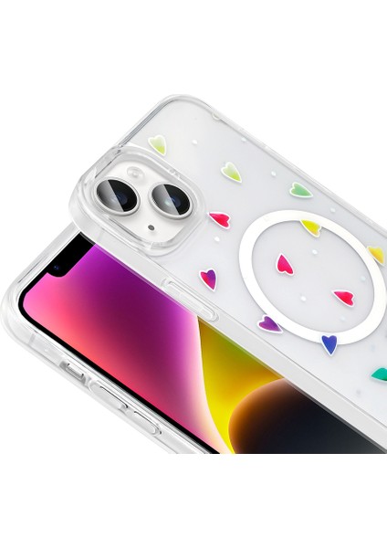 Apple iPhone 15 Plus Uyumlu Magsafe Özellikli Folk Kapak Kalp modelleri