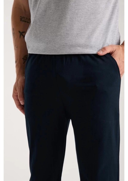 Erkek Gri Düğmeli Yaka Kısa Kol Pijama Takımı