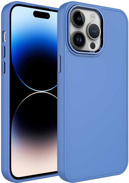 Apple iPhone 14 Pro Uyumlu Metal Butonlu Luna Kapak Lavender Grey