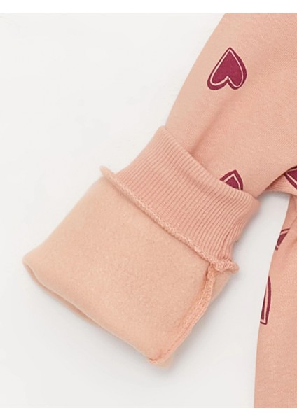 Lcw Baby Pembe Bisiklet Yaka Uzun Kollu Baskılı Kız Bebek Sweatshirt ve Tayt 2'li Takım modelleri