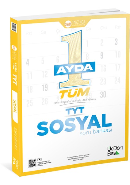 Üç Dört Beş Yayıncılık TYT Sosyal Bilgiler Soru Bankası 12. Sınıf Üniversite Hazırlık Tek Kitap