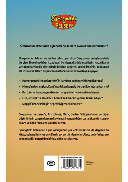 Simpsonlar ve Felsefe - William Irwin -Mark T. Conard - Aeon J. Skoble fiyatları