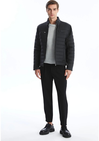 Lcw Vision Siyah Slim Fit Dik Yaka Erkek Deri Görünümlü Mont fiyatları