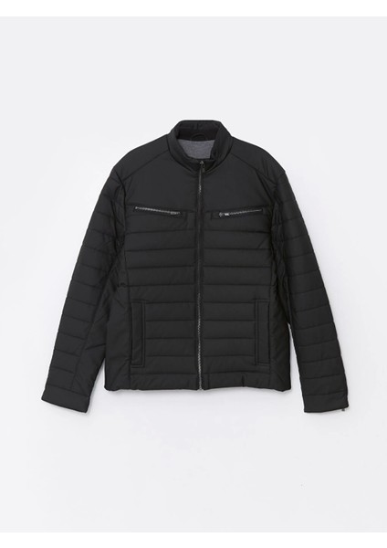 Lcw Vision Siyah Slim Fit Dik Yaka Erkek Deri Görünümlü Mont